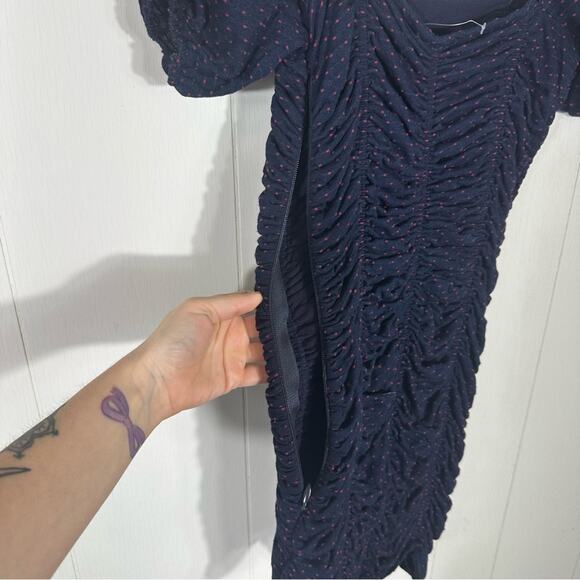 Free People Polka Dot Ruched Mini Dress Size XS - Picture 7 of 9